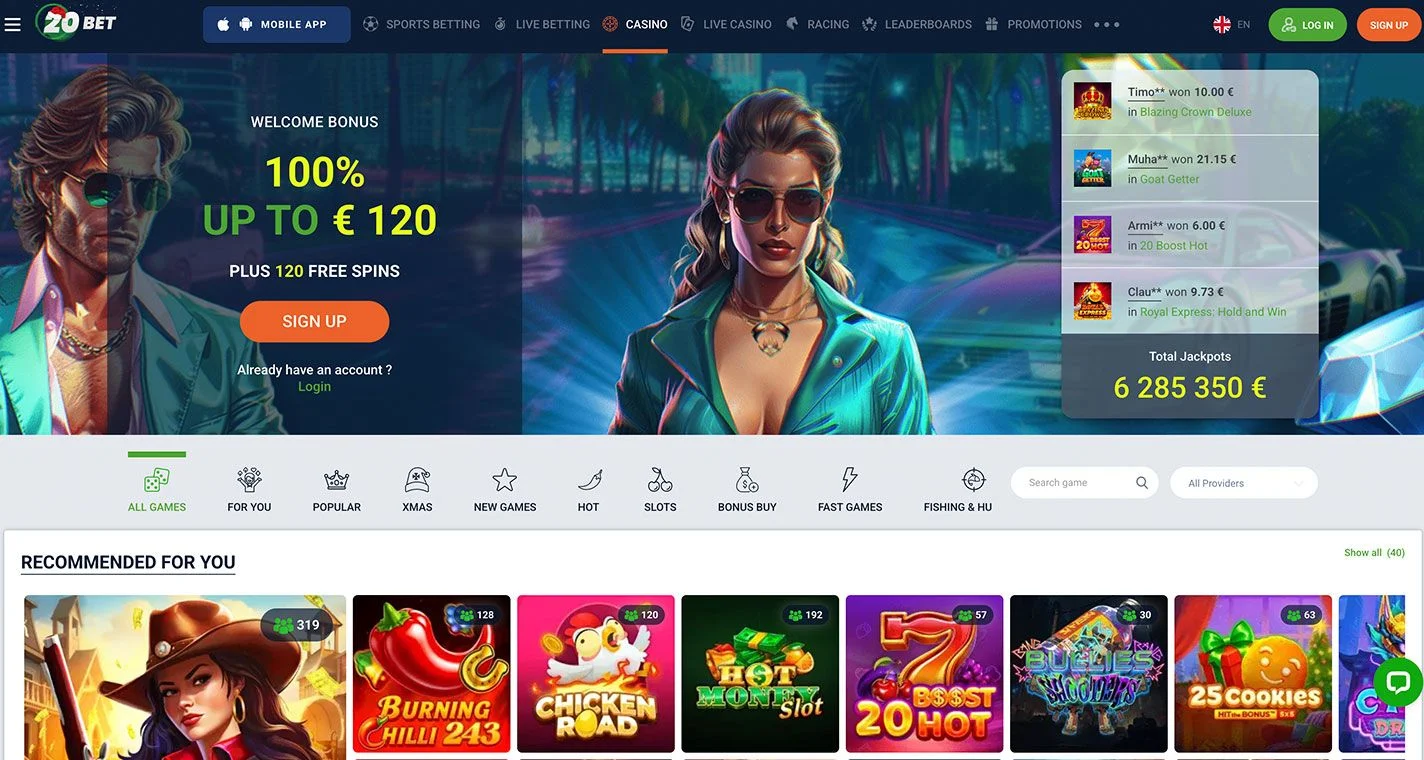 20bet casino screenshot